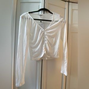 White long sleeve crop top NWT